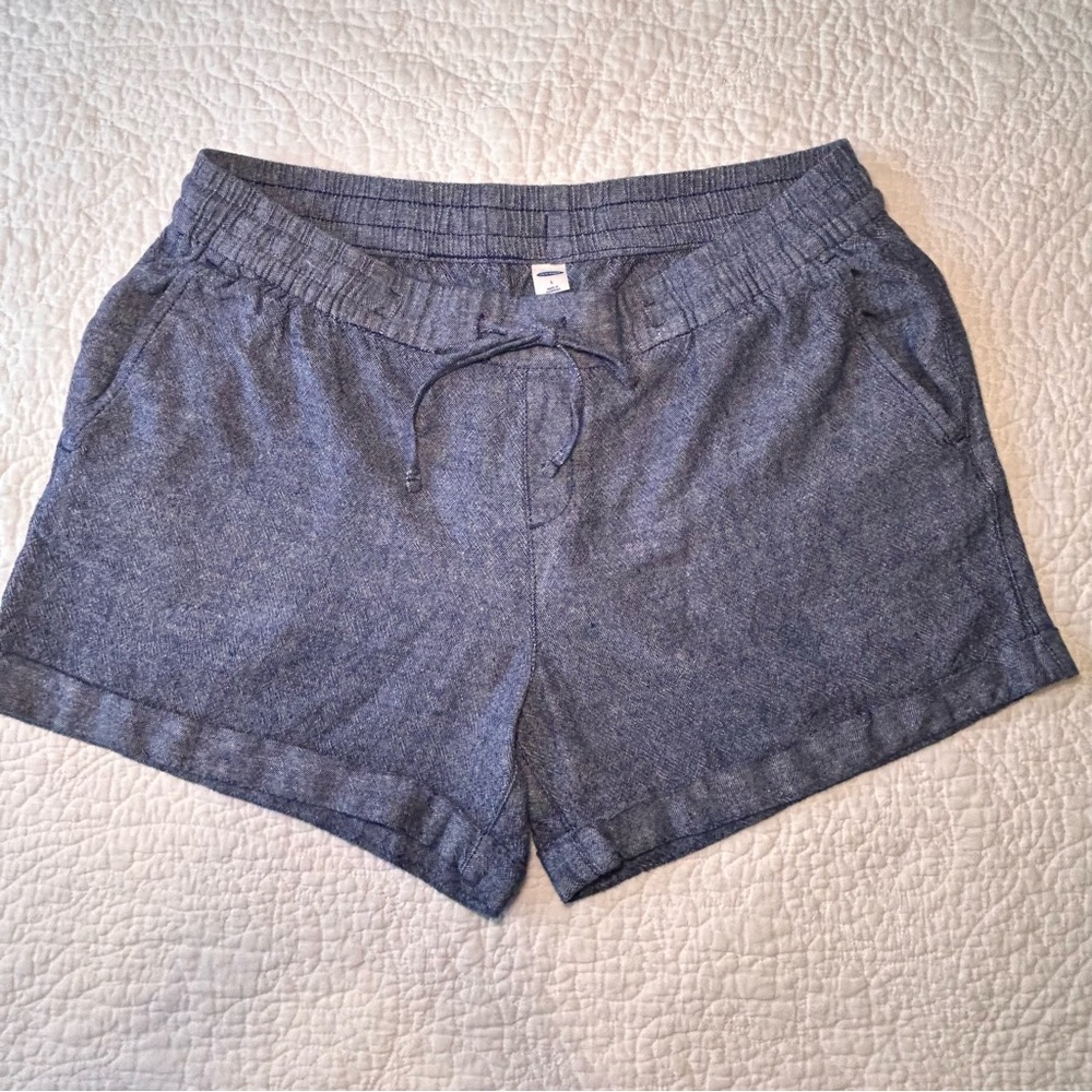 Old Navy High Waist Linen Chambray Blue Shorts